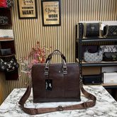 Montblanc-Inspired Brown Leather Bag